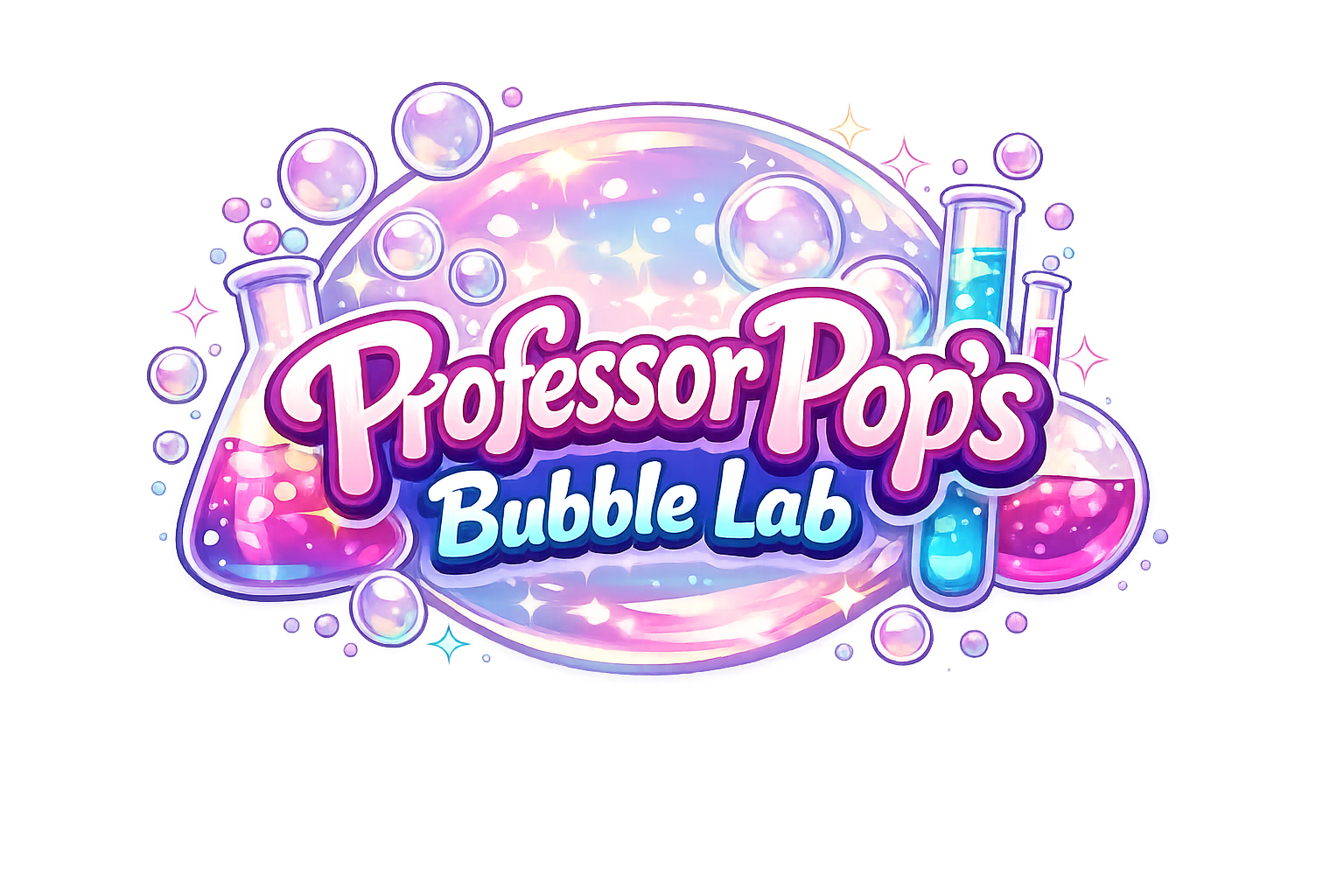 Professor Pop’s Bubble Lab logo – interactive STEM bubble science shows for children