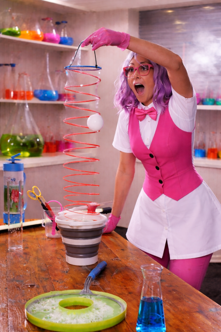 Interactive bubble science experiment with floating ball spiral demonstrating STEM concepts for early learning centres