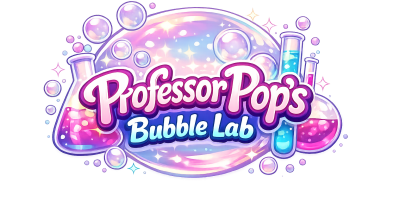 Professor Pop’s Bubble Lab logo – interactive STEM bubble science shows for children